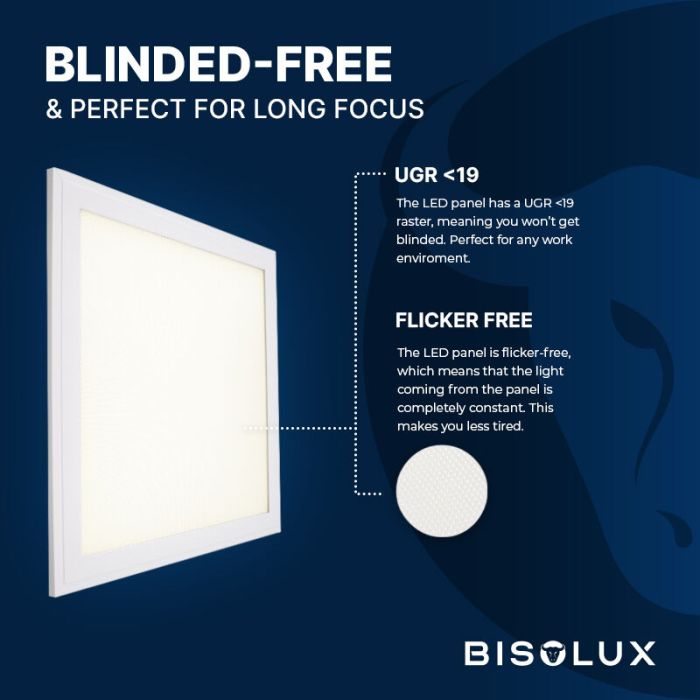 Bisolux LED Panel 62x62 - 38W - 3000K - UGR<19 - Side-lit