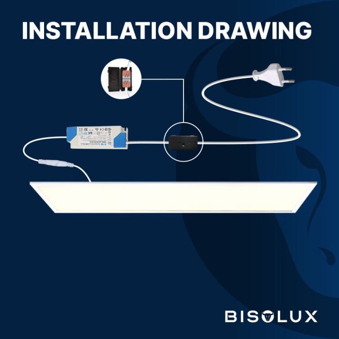 Bisolux LED Panel 120x30 - 38W - 3000K - UGR<19 - Side-lit