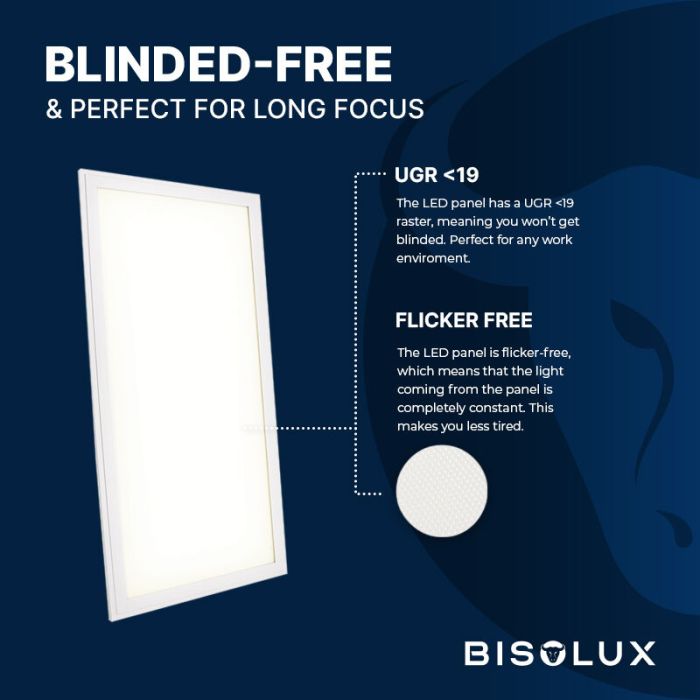 Bisolux LED Panel 60x30 - 24W - 4000K - Dimmbar - UGR<19 - Side-lit
