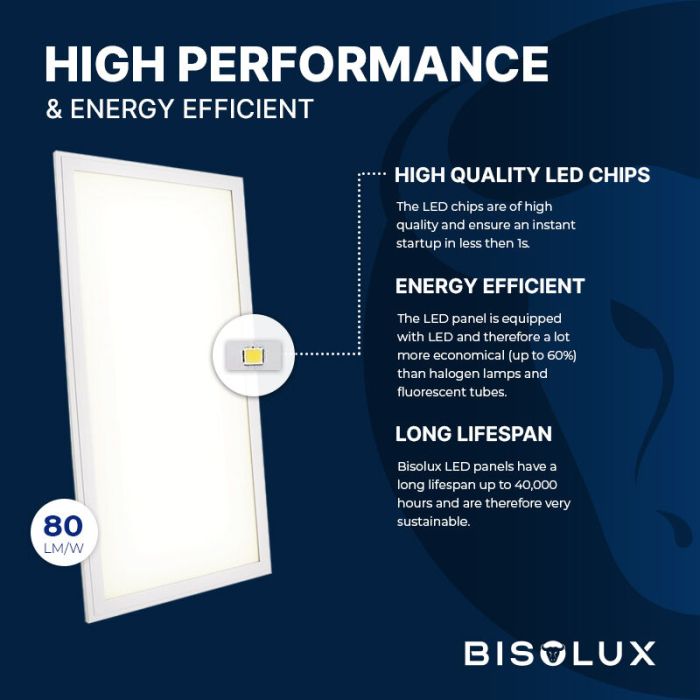 Bisolux LED Panel 60x30 - 24W - 4000K - Dimmbar - UGR<19 - Side-lit