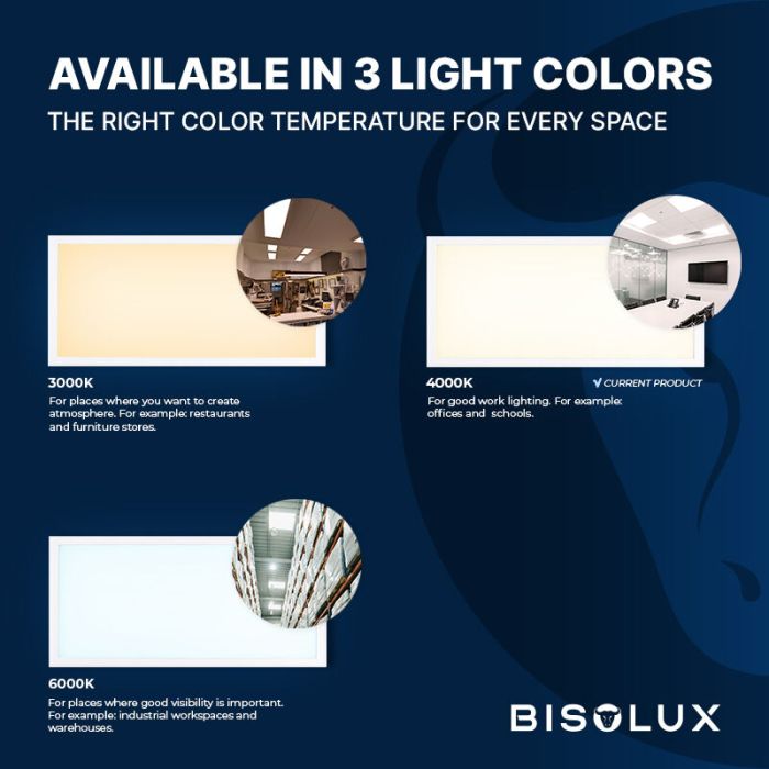 Bisolux LED Panel 60x30 - 24W - 4000K - Dimmbar - UGR<19 - Side-lit