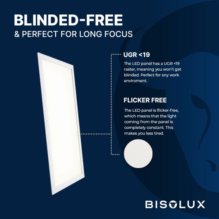 Bisolux LED Panel 120x60 - 60W - 3000K - Dimmbar - UGR<19 - Side-lit