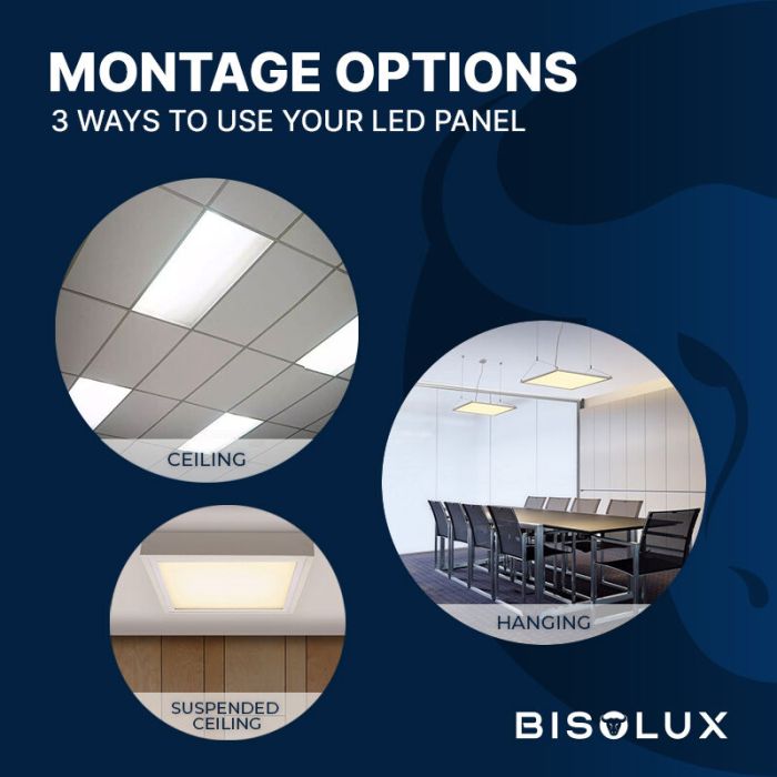 Bisolux LED Panel 120x60 - 60W - 3000K - Dimmbar - UGR<19 - Side-lit