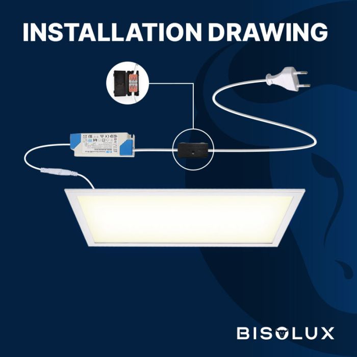 Bisolux LED Panel 120x60 - 60W - 3000K - Dimmbar - UGR<19 - Side-lit