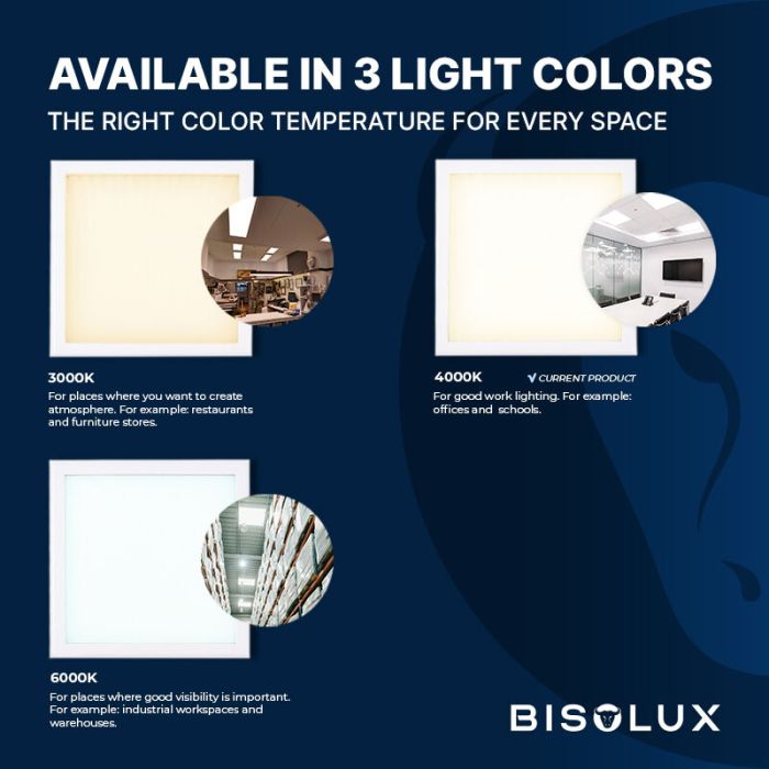 Bisolux LED Panel 62x62 - 38W - 4000K - Dimmbar - UGR<19 - Side-lit